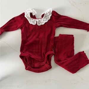 HM baby pointelle Two-Piece Set with White Eyelet Collar